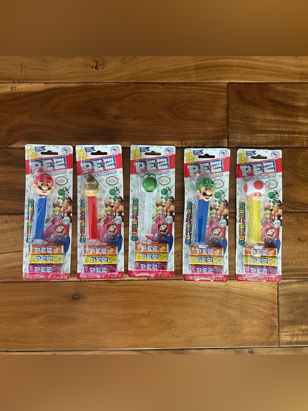 Nintendo Super Mario PEZ 2017 Sealed Set of 5 Mario Luigi Yoshi Toad DK